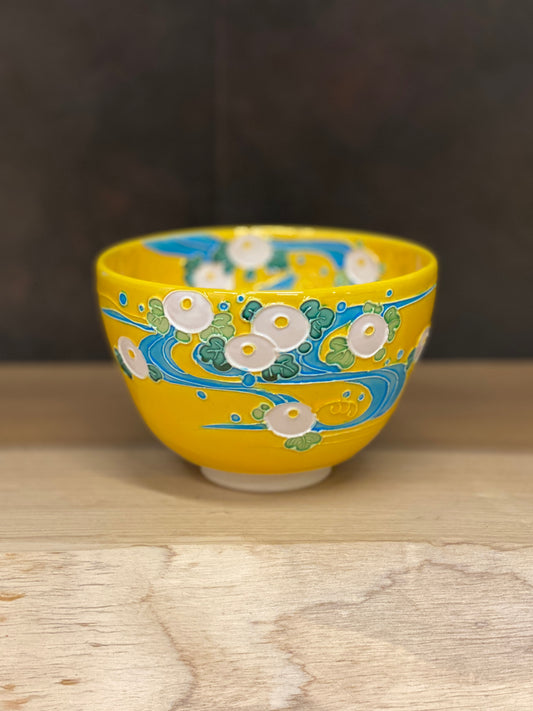 Houen Matcha Bowl - Eternal Prosperity and Dance of Chrysanthemums by the Flowing Stream (by Tanaka)