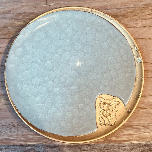 Gold Lucky Cat Plate | Tosen Kiln '陶仙窯'